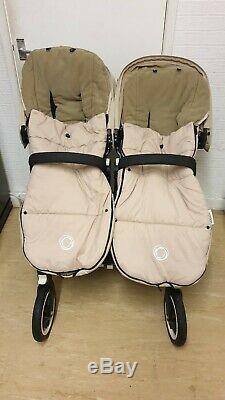 Bugaboo Donkey Complete Twin Sets In Sand With Footmuffs, Parasol Etc