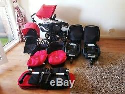 Bugaboo Donkey Duo Twins/Double/Single Travel System Full Package. Red