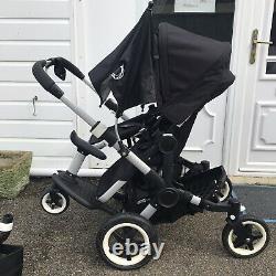 Bugaboo Donkey Twin Duo Black Stroller Pushchair Parasol Buggy Board Carrycot