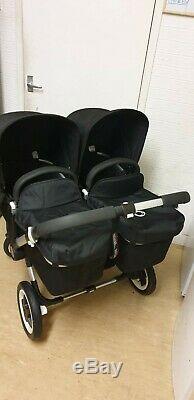 Bugaboo Donkey Twin In Black With Twin Carrycots And Car Seats Etc
