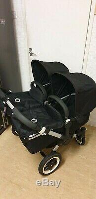 Bugaboo Donkey Twin In Black With Twin Carrycots And Car Seats Etc