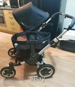 Bugaboo Donkey Twin Pram Double Buggy Carry Cots + Loads Extra Mint Black / Red