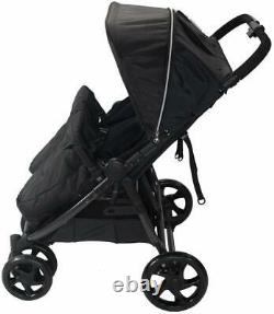 Buggy Pushchair Stroller Pram 2 Seat Double Buggy Twin Stroller With FootMuffs