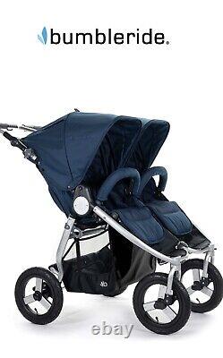 Bumbleride Indie Twin Compact Fold Baby Double Stroller Maritime Blue