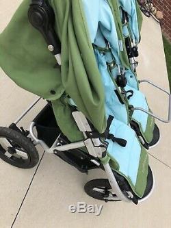 Bumbleride Indie Twin SEAGRASS Double jogger EXCELLENT COND. With infant adapter