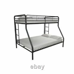 Bunk Beds Twin over Full Kids Girls Boys Bed Teens Dorm Bedroom Furniture Black