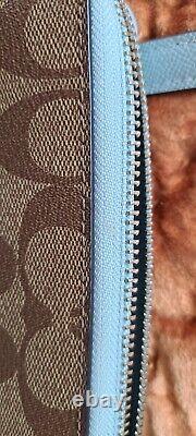 COACH'Rowan' Baby Blue Medium Satchel crossbody PLUS matching wallet EUC