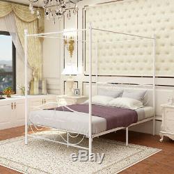 Canopy Bed Frame TWIN/FULL Size Metal Platform Princess for Girls Kids Adult