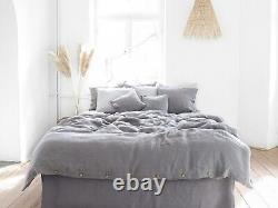 Charcoal Gray Bedding 3Piece linen bedding King Queen Full Double With Pillowcas
