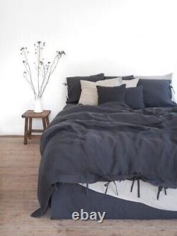 Charcoal color washed linen duvet cover Duvet Cover Twin Full Double Queen King