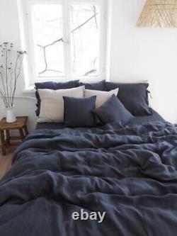 Charcoal color washed linen duvet cover Duvet Cover Twin Full Double Queen King