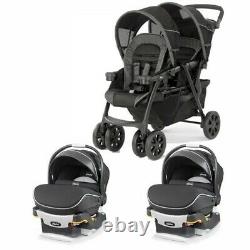 Chicco Double Baby Stroller and 2 Rear Facing Car Seat Twin Infant Combo