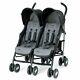 Chicco Echo Twin Side By Side Baby Toddler Kids Double Umbrella Stroller, Coal