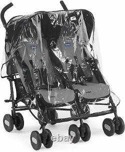 Chicco Echo Twin Stroller Coal Lockable Front Swivel Wheels Lightweight Black