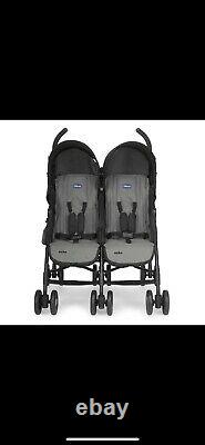Chicco Echo Twin Stroller Double Baby Pushchair (Coal Grey)with Raincover