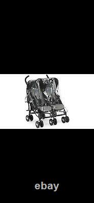 Chicco Echo Twin Stroller Double Baby Pushchair (Coal Grey)with Raincover