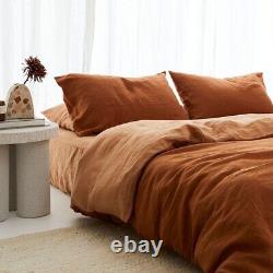 Cinnamon & Sandalwood cotton duvet cover / dual color duvet cover with 4 pillow