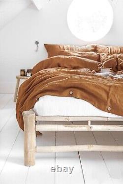 Cinnamon Washed Linen Duvet Cover Queen King Twin Full Double Boho Bedding Set