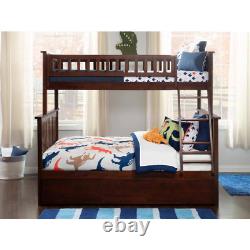 Columbia Bunk Bed Twin over Full with Twin Size Urban Trundle Bed in Walnut