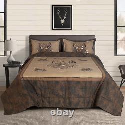 Comforter Set 4-Piece Log Cabin Lodge Cotton Bedding Full King Queen Twin Size
