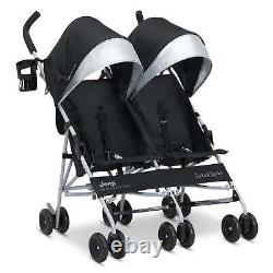 Compact Folding Double Umbrella Stroller Children Travel Baby Stroller Black
