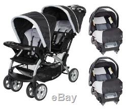 Compatible Travel System Two Car Seats with Baby Double Stroller Twins Combo Set