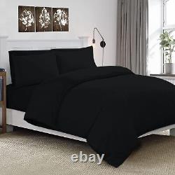 Complete Bedding Sets 600TC 100%Cotton Black Solid Size-Twin/Full/Queen/King