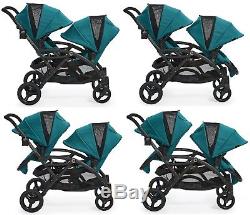 Contours Options Elite Twin Tandem Double Baby Stroller Aruba Teal NEW 2018