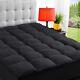 Cooling Mattress Topper Extra Thick Overfilled Plush Matress Pillowtop Pad Black