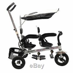 Costzon 4 In 1 Dual Twins Kids Trike Baby Toddler Tricycle Safety Double Seat