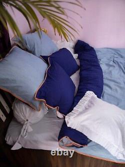 Cotton Duvet Cover 3 Piece Lightweight Quilt Bedspread Dual Blue Comfortable