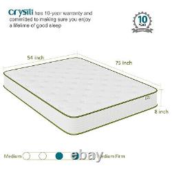 Crystli 8 Twin Full Queen King Memory Foam Luxury Mattress in a Box CertiPUR-US