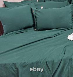 Dark Green Linen Bedding Set Queen Comforter Twin Full Queen King Duvet Set