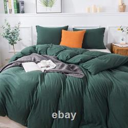 Dark Green Linen Bedding Set Queen Comforter Twin Full Queen King Duvet Set