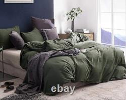 Dark Moss green Linen Bedding Set Queen Comforter Twin Full Queen King Duvet Set