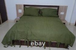 Dark Olive Green Color Washed Linen Duvet Cover Full Double Queen King Bedding