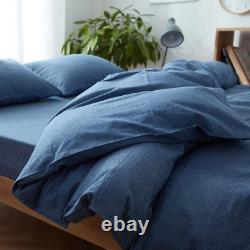 Denim Blue Linen Bedding Set Queen Comforter Twin Full Queen King Duvet Set