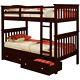 Donco Kids Twin Over Twin Solid Wood Mission Bunk Bed With Drawers In Cappuccino