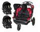 Double Baby Jogger Stroller With 2 Car Seats Infant Twins Toddler Foldable Red