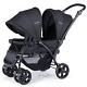 Double Baby Stroller, Foldable Double Seat Tandem Stroller With Adjustable Backr