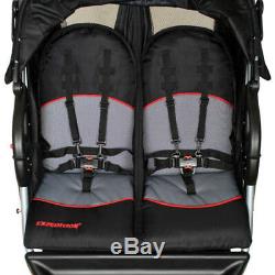 Double Baby Stroller Twin Seat Jogging Carriage Jogger Buggy Black Tandem New