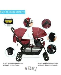 Double Baby Stroller Twin Tandem Infant City Car Seat Carrier Travel Carriage
