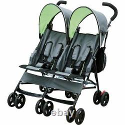 Double Baby Stroller Twin Umbrella Folding Pushchair Infant Safety Travel Gray