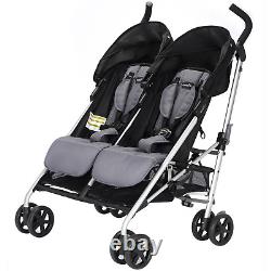 Double Baby Stroller Twin Umbrella Folding Pushchair Infant Safety Travel Grey