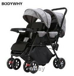Double Baby Stroller for Twins Omni-directional Wheels Half Lying Twin360 Degree