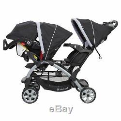 Double Baby Stroller with Baby Trend Infant Car Seat Twins Playard Travel System