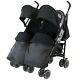 Double Black Twin Stroller Pushchair Buggy Complete Rain Cover Footmuff
