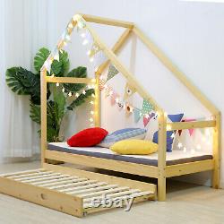 Double Children Floor Bed Frame Toddler Premium Wood Kids Twin Bed Bedroom Safe