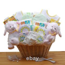 Double Delight Twins New Baby Gift Basket Yellow baby bath set new baby g