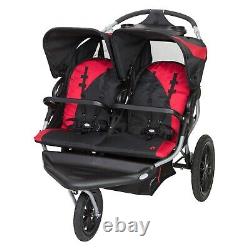 Double Jogger Stroller Travel Baby Buggy All-Terrain Rubber Tires Twin Babies